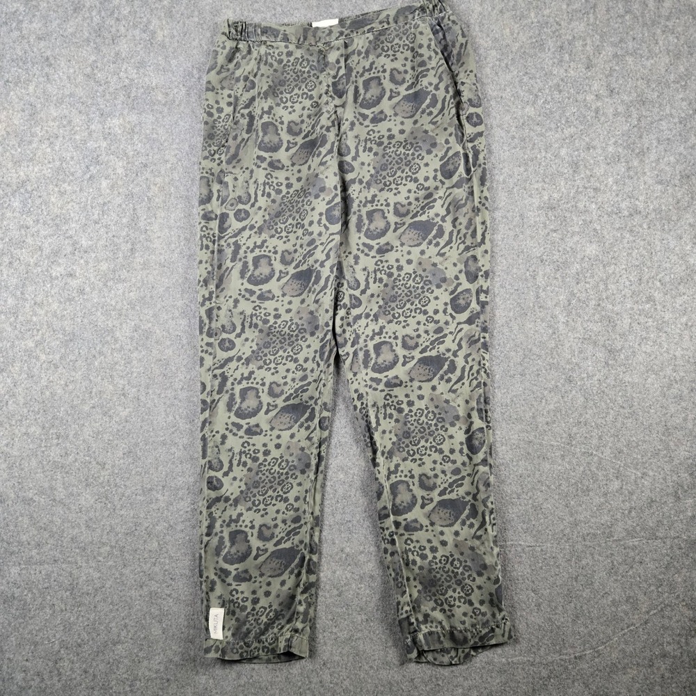 Mikuta Leopard Print Pants Womens Medium Green Lyocell Animal Print Boho Utility